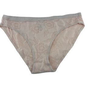 Victoria's Secret Sheer Bikini Panty Pale Pink Sheer Floral Womens Size Small